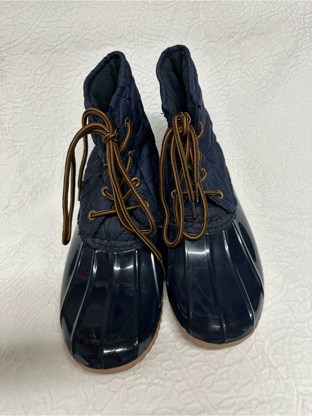 Women’s Navy Quilted Waterproof Duck Boots - Picture 2 of 7